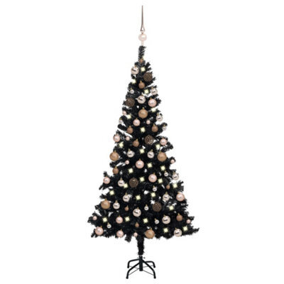 Berkfield Artificial Christmas Tree With Leds&ball Set Black 120 Cm Pvc - image 1