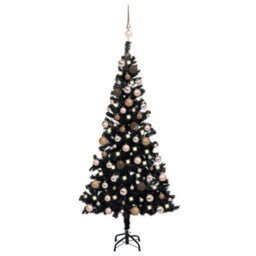 Berkfield Artificial Christmas Tree With Leds&ball Set Black 120 Cm Pvc