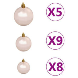 Berkfield Artificial Christmas Tree With Leds&ball Set Black 120 Cm Pvc - thumbnail 9