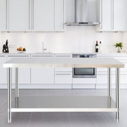 Living And Home 120Cm 2 Tier Commercial Stainless Steel Catering Kitchen Prep And Work Table - thumbnail 1