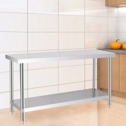 Living And Home 120Cm 2 Tier Commercial Stainless Steel Catering Kitchen Prep And Work Table - thumbnail 3