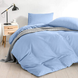 Ameha Plain 3-Piece Duvet Light Blue Quilt Cover Breathable Microfiber Reversible Super King Set With Pillowcase 260 X 220 Cm - thumbnail 9