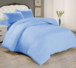 Ameha Plain 3-Piece Duvet Light Blue Quilt Cover Breathable Microfiber Reversible Super King Set With Pillowcase 260 X 220 Cm - thumbnail 4
