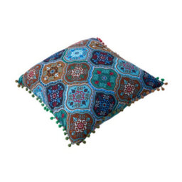 Living And Home Set Of Two Blue Exotic-Style Faux Linen Double-Sided Pattern Throw Pillows, 45Cm (W) X 45Cm (D) - thumbnail 5