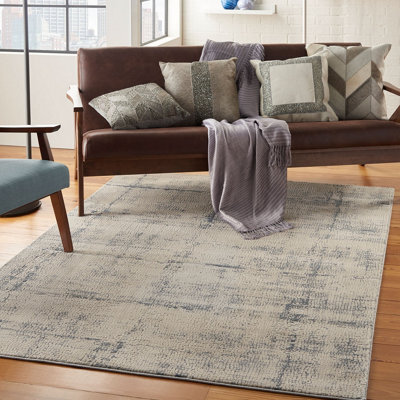 Ivory Blue Dotted Luxurious Modern Easy To Clean Rug For Bedroom & Living Room-240Cm X 320Cm