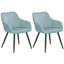 Beliani Set Of 2 Dining Chairs Casmalia Velvet Light Blue - thumbnail 1