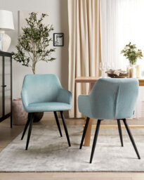 Beliani Set Of 2 Dining Chairs Casmalia Velvet Light Blue - thumbnail 2