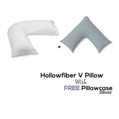 Chilimilii V Pillow With Free V Pillowcase Polycotton Cover Orthopedic Neck & Back Support Hollowfiber Filled Pillow