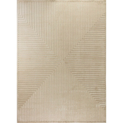 Livabliss Le Mans-Modern Beige 3D High & Low Pile Textured In- & Outdoor Rug 200 X 275 Cm Easy Care, Non Shedding - image 1