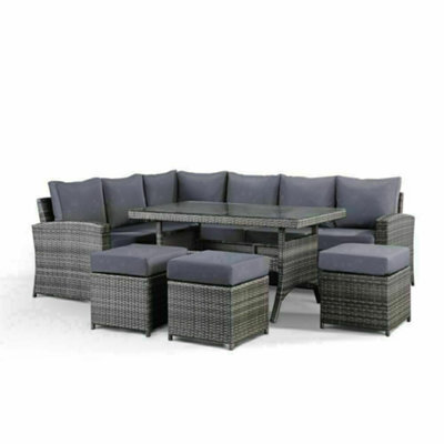 Furniture One Rattan Effect Grey 9 Seater Table And Chair Dining Sofa Set Patio Outdoor Sofa - image 1