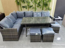 Furniture One Rattan Effect Grey 9 Seater Table And Chair Dining Sofa Set Patio Outdoor Sofa - thumbnail 2