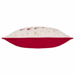 Furn. Cotswold Christmas Embroidered Velvet Feather Filled Cushion , 30Cm X 50Cm, Cream - thumbnail 4