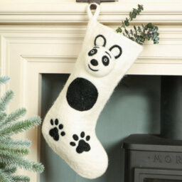 Dibor Fair Trade Woolly Panda Xmas Gift Decoration Christmas Stocking For Kids