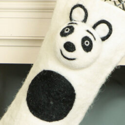 Dibor Fair Trade Woolly Panda Xmas Gift Decoration Christmas Stocking For Kids - thumbnail 4