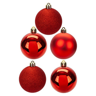 Christmas Bauble Decoration Hanging Tree Ornament X 5 6Cm Red - image 1