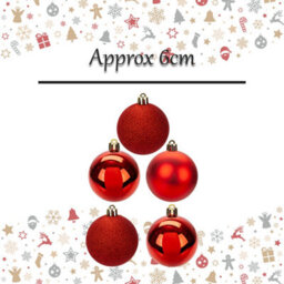 Christmas Bauble Decoration Hanging Tree Ornament X 5 6Cm Red - thumbnail 2