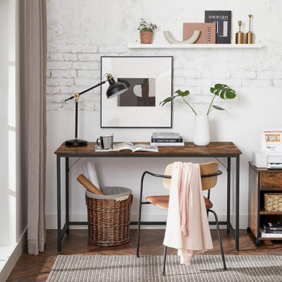 Songmics Extended Work Surface, Industrial Style Office Desk With Metal Framework, Rustic Brown And Black - image 1