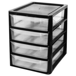 HEATON WHOLESALE 2 X Black A4 Plastic 4 Drawer Storage Tower Unit Desktop Cabinet For Home & Office - thumbnail 2