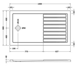 Balterley Premium Walk-In Shower Tray 1400mm X 800mm - White - thumbnail 8