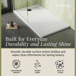Balterley Premium Walk-In Shower Tray 1400mm X 800mm - White - thumbnail 3