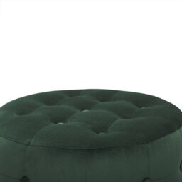 Beliani Dark Green Velvet Round Pouffe Button-Tufted, 55Cm Diameter, 30Cm High - thumbnail 3