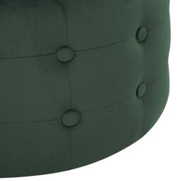 Beliani Dark Green Velvet Round Pouffe Button-Tufted, 55Cm Diameter, 30Cm High - thumbnail 4