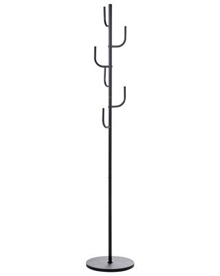 Wyld And Coco Black Metal Coat Stand 170 Cm Freestanding With Six Hooks - Industrial-Style Hallway Storage - image 1