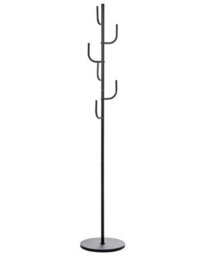 Wyld And Coco Black Metal Coat Stand 170 Cm Freestanding With Six Hooks - Industrial-Style Hallway Storage - thumbnail 1