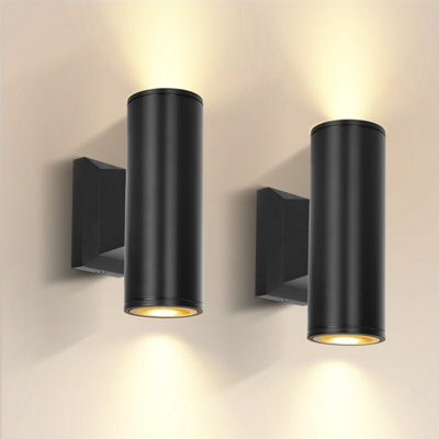 Aigostar 35W Outdoor Wall Lights Mains Powered, Ip65 Up Down Round B Wall Sconce With Gu10 Bulbs Pack Of 2 - image 1