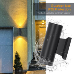 Aigostar 35W Outdoor Wall Lights Mains Powered, Ip65 Up Down Round B Wall Sconce With Gu10 Bulbs Pack Of 2 - thumbnail 2