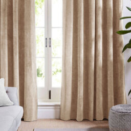 Aspire Homeware Beige Velvet Curtain Room Darkening Blackout Eyelet Curtain Pair (W) 168Cm X (D)228Cm With Tie Back Pair - thumbnail 2