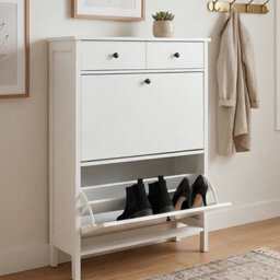 Nöa & Nani Noa & Nani Kira White Shoe Storage Cabinet - Slim Wooden Shoe Rack For Hallway & Entryway - Space-Saving Organiser Unit - thumbnail 2