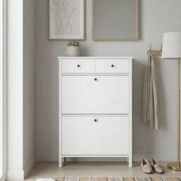 Nöa & Nani Noa & Nani Kira White Shoe Storage Cabinet - Slim Wooden Shoe Rack For Hallway & Entryway - Space-Saving Organiser Unit - thumbnail 3