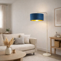 CGC Interiors Cgc Kyra Cream Angled Floor Lamp With Large 45Cm Velvet Lampshade - thumbnail 2