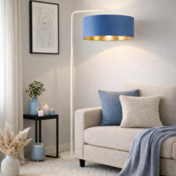 CGC Interiors Cgc Kyra Cream Angled Floor Lamp With Large 45Cm Velvet Lampshade