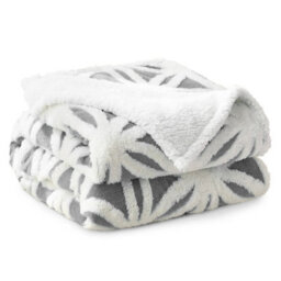 Velosso Thermal Soft Jacquard Sherpa Backed Throw Blanket For Sofa, Bed, Couch - 127Cm X 152Cm - Grey - thumbnail 1