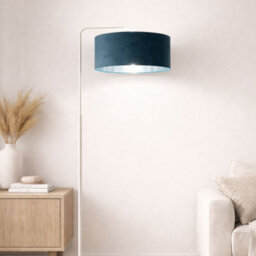 CGC Lighting Cgc Kyra Cream Angled Floor Lamp With Teal 45Cm Velvet Lampshade - thumbnail 3