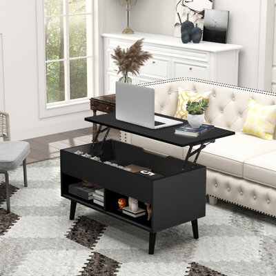 Costway Wooden Lift Top Coffee Table Flip Top Cocktail Center Table Living Room - image 1