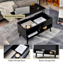 Costway Wooden Lift Top Coffee Table Flip Top Cocktail Center Table Living Room - thumbnail 5