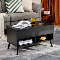 Costway Wooden Lift Top Coffee Table Flip Top Cocktail Center Table Living Room - thumbnail 4