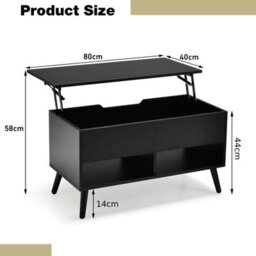 Costway Wooden Lift Top Coffee Table Flip Top Cocktail Center Table Living Room - thumbnail 2