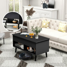 Costway Wooden Lift Top Coffee Table Flip Top Cocktail Center Table Living Room - thumbnail 6