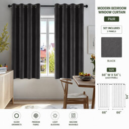 Aspire Homeware Black Blackout Velvet Curtain Thermal Insulated Eyelet Window Curtain Pair (W)168Cm X (D)137Cm - thumbnail 9