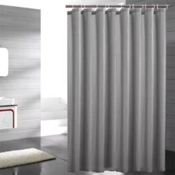 Gray Extra Long Fabric Shower Curtain Waterproof With Hooks Weighted Hem 180 X 200Cm - thumbnail 4