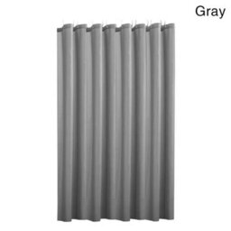 Gray Extra Long Fabric Shower Curtain Waterproof With Hooks Weighted Hem 180 X 200Cm - thumbnail 1