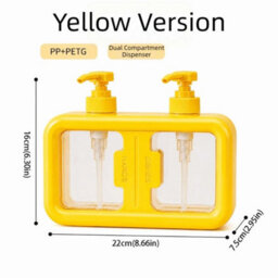 Double Soap Dispenser Countertop Bathroom Shampoo Shower Gel Lotion Press Pump Yellow - thumbnail 3