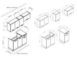 Impact Furniture Kitchenette Small Kitchen Cabinets 5 Units Complete Set 180Cm Black Grey Fitted Kitchen Package With Worktop Lina - thumbnail 6
