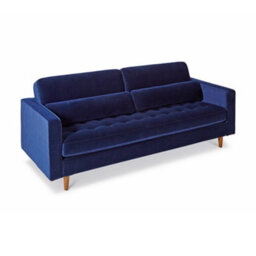 Skye Velvet Mid Century Midnight Blue 4 Seater Sofa - Fully Assembled By Roseland Furniture - thumbnail 5