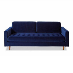 Skye Velvet Mid Century Midnight Blue 4 Seater Sofa - Fully Assembled By Roseland Furniture - thumbnail 3