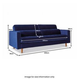 Skye Velvet Mid Century Midnight Blue 4 Seater Sofa - Fully Assembled By Roseland Furniture - thumbnail 7